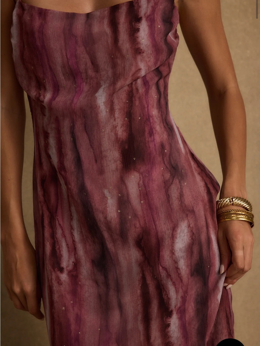 12th Tribe Mauve Marble-Print Slip Maxi Dress - Picture 4 of 6